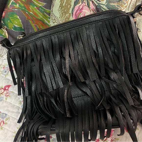 Nine West Black Fringe Crossbody Bag - Picture 1 of 13